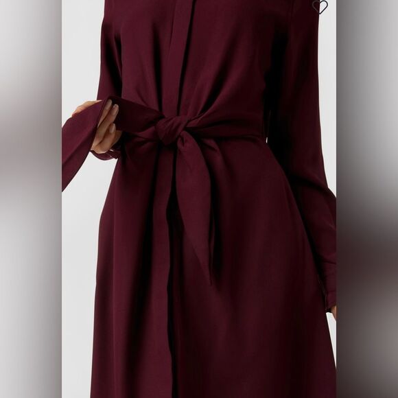 Lauren Ralph Lauren- Women’s Wine Tie-Front Dress - Size 4 - Picture 4 of 11